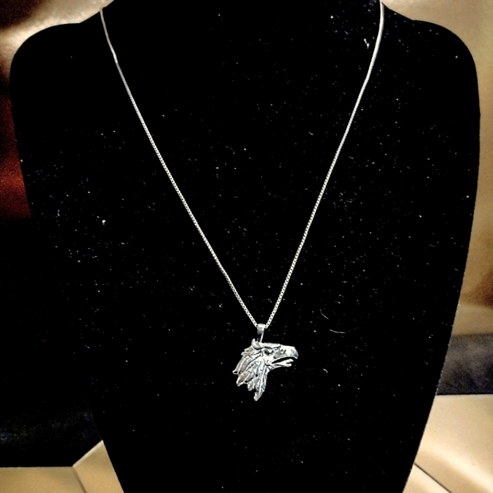925 Sterling Silver Eagles Head Pendant